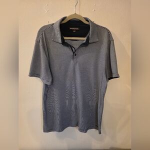 Michael Kors Mens short-sleeve Black & Whitr striped polo shirt - L